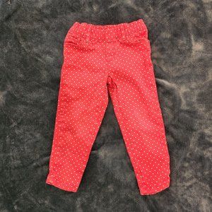 Carter's pink jeans with white polka dots, Size 2T, pockets on front and back